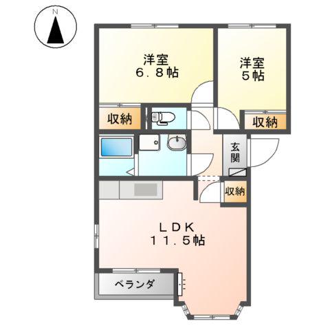 グリーンステージ(2LDK/2階)の間取り写真