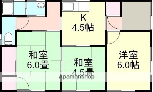 岡山県倉敷市 1階建 築49年(3K)の間取り写真