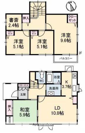 本四備讃線 上の町駅 徒歩22分 2階建 築29年(4SLDK)の間取り写真
