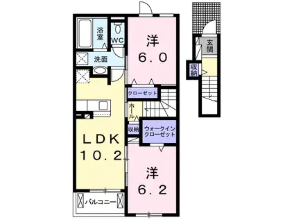 ディリジェントファイブD(2LDK/2階)の間取り写真