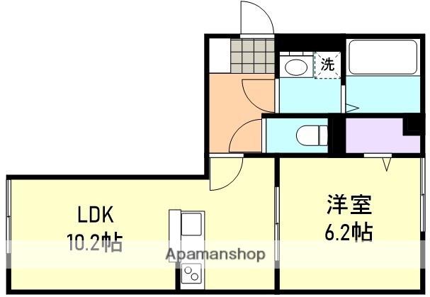 ル・シェル中庄Ⅰ(1LDK/2階)の間取り写真