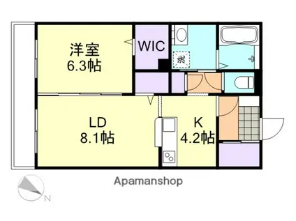 グランメゾン倉敷駅前(1LDK/1階)の間取り写真