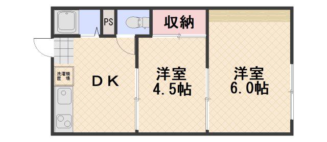 リバーサイド横井上(2DK/1階)の間取り写真