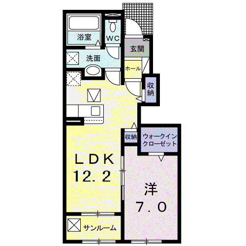 シンフォニーⅢ(1LDK/1階)の間取り写真