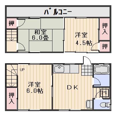 新丸栄コーポ(3DK/2階)の間取り写真