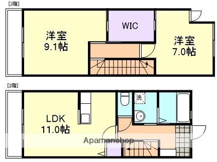 LUNA BASE(2LDK/2階)の間取り写真
