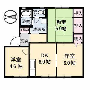 エスタシオン玉原(1LDK/1階)の間取り写真