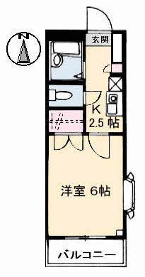 ハッピーハイツ今(1K/1階)の間取り写真