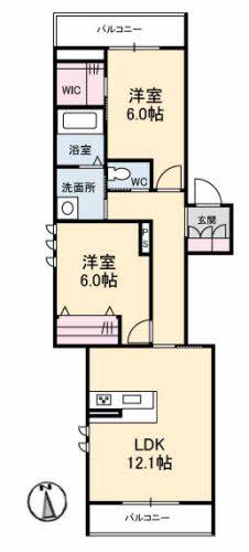 ラ・フィネーロ(2LDK/2階)の間取り写真