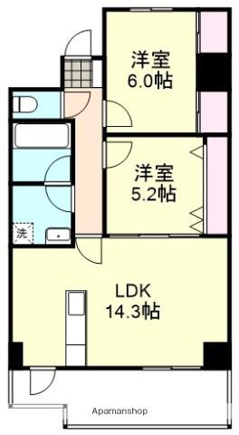 ベラカーサノース(2LDK/3階)の間取り写真