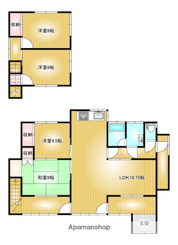 山陽本線 金光駅 徒歩56分 2階建 築55年(4SLDK)の間取り写真