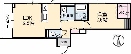 ガーデンズ ヒモリ(1LDK/3階)の間取り写真