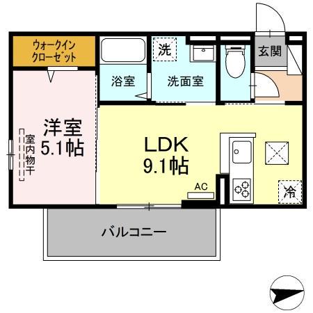ラ・レコルトⅡ(1LDK/1階)の間取り写真