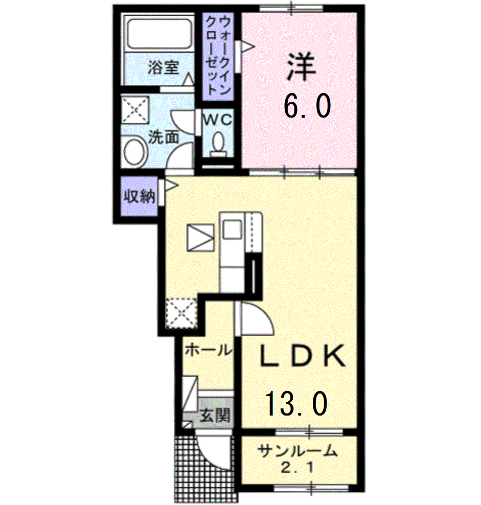 ピッツィカートⅡ(1LDK/1階)の間取り写真