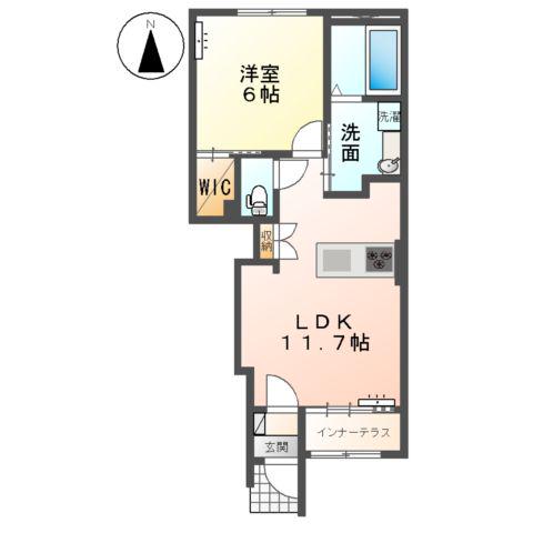 ホーネスト(1LDK/1階)の間取り写真