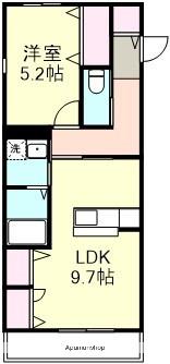 ウィスタリア(1LDK/1階)の間取り写真