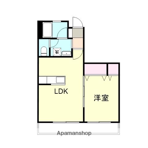 岡部ビル(1LDK/3階)の間取り写真