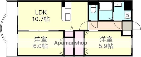 ファミーユSWⅡ(2LDK/3階)の間取り写真