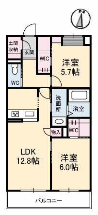 プランドミール(2LDK/3階)の間取り写真