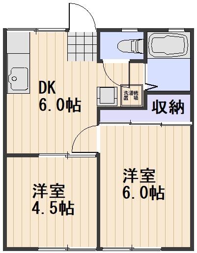 パナハイツ芳泉A(2DK/2階)の間取り写真