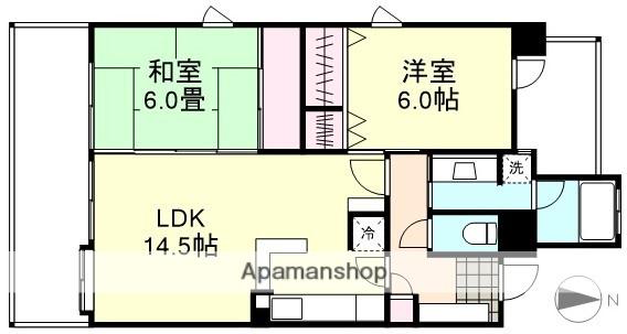 グランドール倉敷美和 301(2LDK/3階)の間取り写真