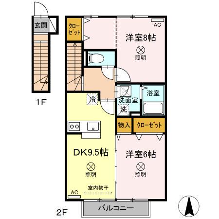 MEINHEIMOKAYAMA(2DK/2階)の間取り写真