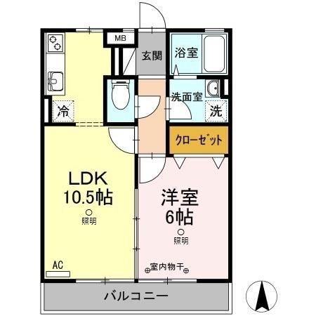 ソレイユ水江(1LDK/3階)の間取り写真