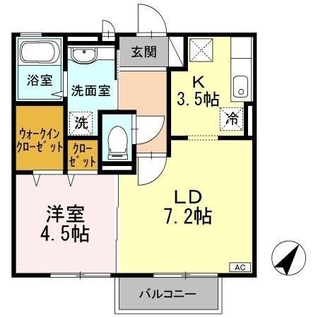 ノールヴィラージュⅡ(1LDK/1階)の間取り写真