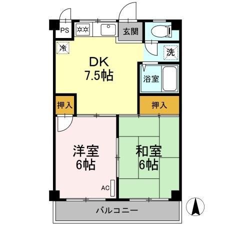 えきまえマンション(2DK/3階)の間取り写真