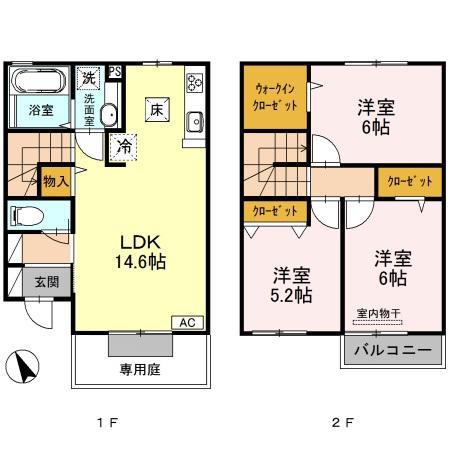 グレイス　パステール(3LDK)の間取り写真