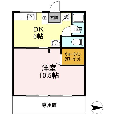 コーポ母恩(1DK/1階)の間取り写真