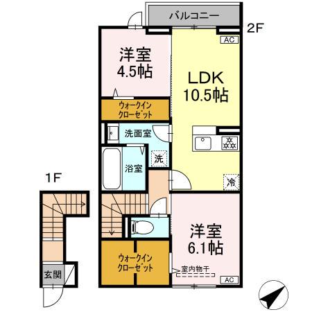 LE CLAIR(2LDK/2階)の間取り写真