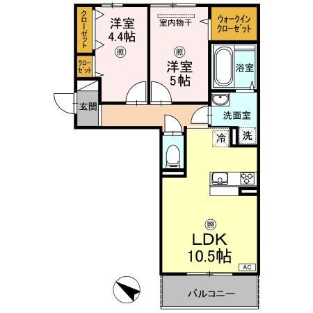 リバーサイド江並(2LDK/3階)の間取り写真