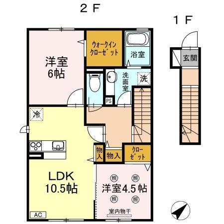 本四備讃線 児島駅 バス乗車時間：15分 和井田バス停で下車 徒歩2分 2階建 築10年(2LDK/2階)の間取り写真