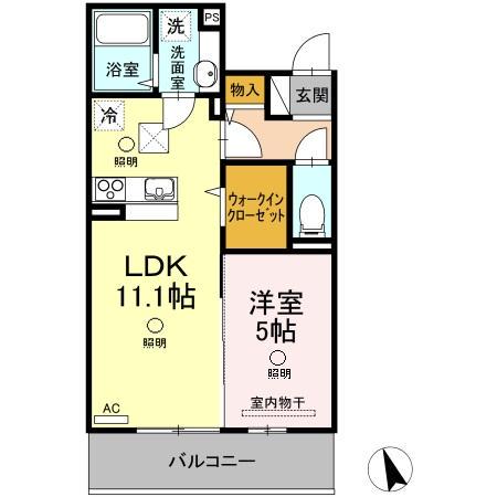 恵比寿Ⅴ(1LDK/1階)の間取り写真