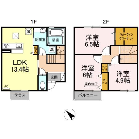 グリシーヌ　Ｃ棟(3LDK)の間取り写真
