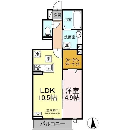フォルビート(1LDK/1階)の間取り写真