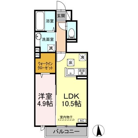 フォルビート(1LDK/1階)の間取り写真