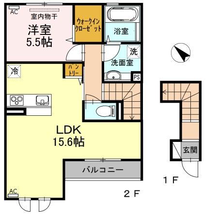 山陽本線 高島駅(岡山) 徒歩10分 2階建 築13年(1LDK/2階)の間取り写真