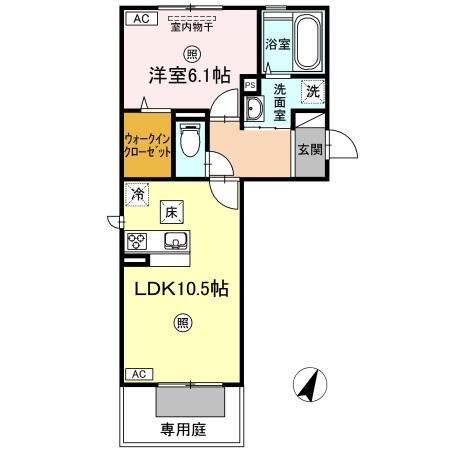 ガーデン五反田(1LDK/1階)の間取り写真