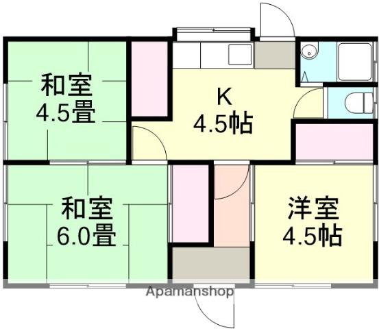 水島臨海鉄道 西富井駅 徒歩12分 1階建 築55年(3K)の間取り写真