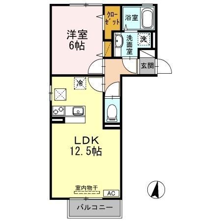 シャルムA(1LDK/1階)の間取り写真