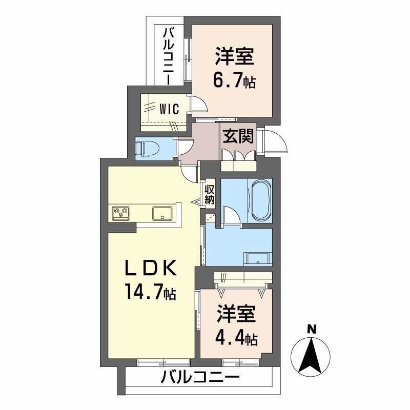 シャーメゾン野田レジデンス(2LDK/2階)の間取り写真