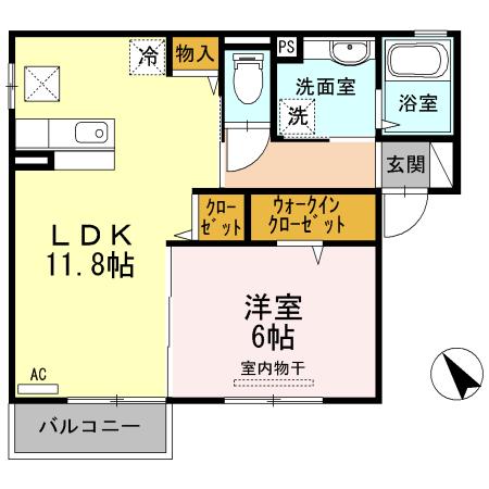 ノーブル連島(1LDK/1階)の間取り写真