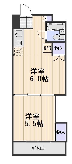 オークタウンマンション(2K/3階)の間取り写真