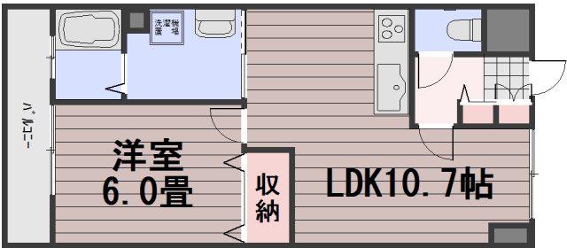 ロンディーネ福富Ⅰ(1LDK/3階)の間取り写真