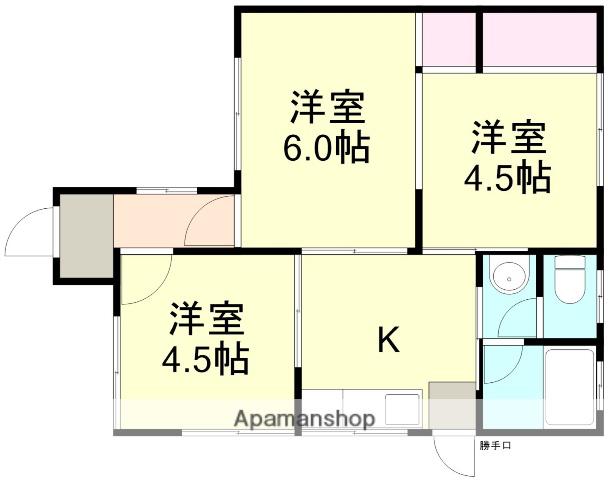 山陽本線 倉敷駅 徒歩12分 1階建 築48年(3DK)の間取り写真