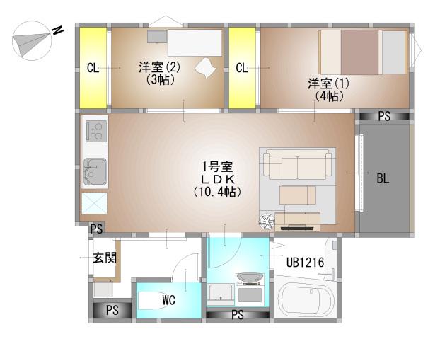 REGALEST 新福(2LDK/2階)の間取り写真
