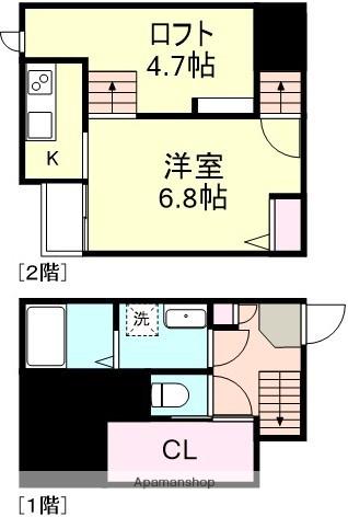 ADC倉敷マリブ(1K/2階)の間取り写真