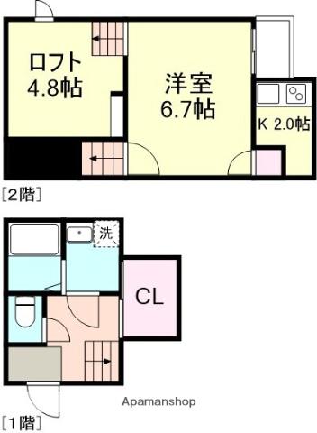 ADC倉敷マリブ(1K/2階)の間取り写真